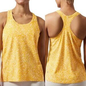 ATHLETA Ultimate Scoop Tank Yellow White ? Geometric Print Racerback Active Top